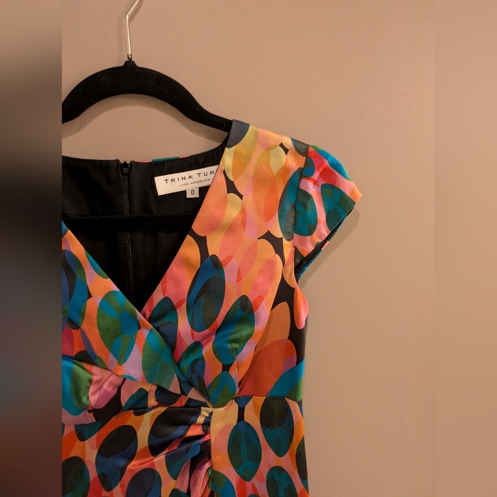 Trina Turk Silk Midi Dress 0 - Picture 3 of 11